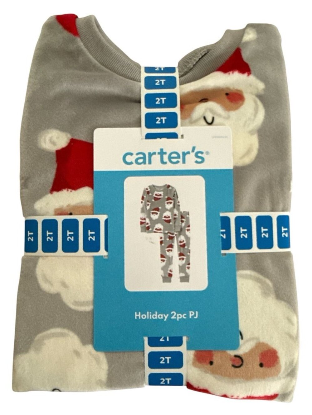 Carter's Holiday 2-Piece Velboa Pajama Set-Jolly Santa-Size 2T-NWT